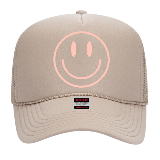 Tan Smiley Trucker Hat